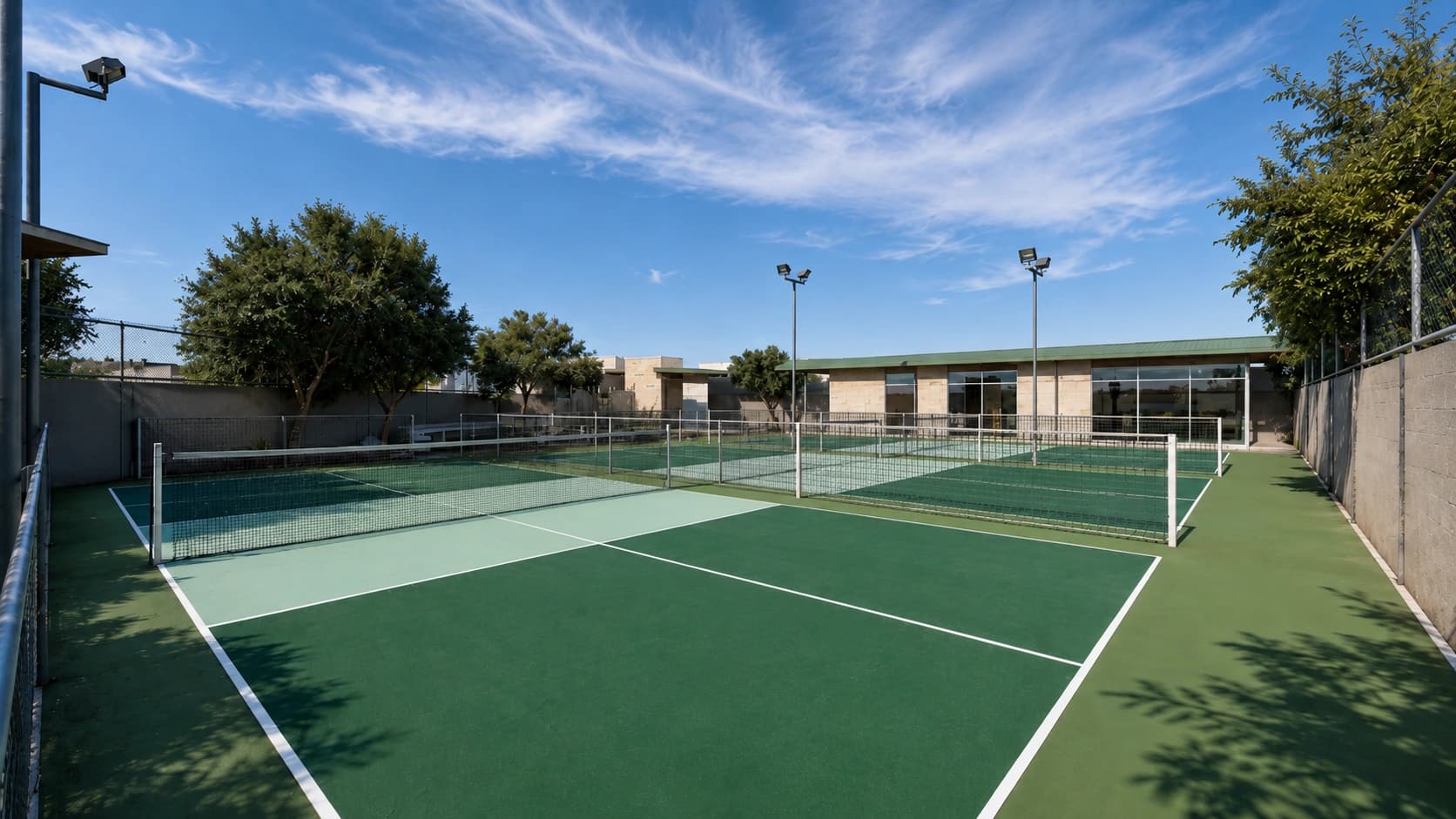 Triangle Centre Court outdoor pickleball court view for online reservations